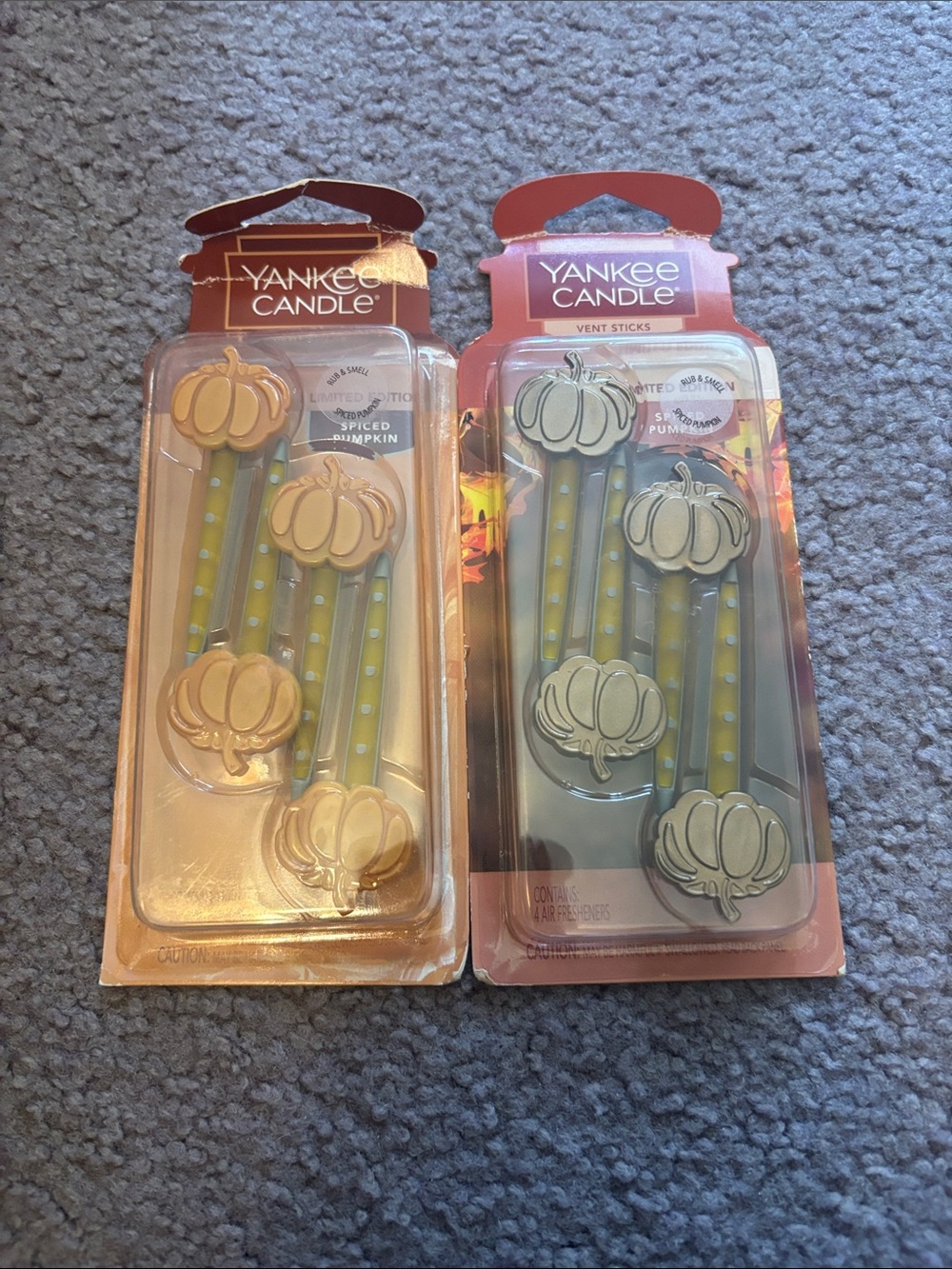 YANKEE CANDLE New CAR VENT STICKS Limited Edition Spiced Pumpkin 2packs(8)